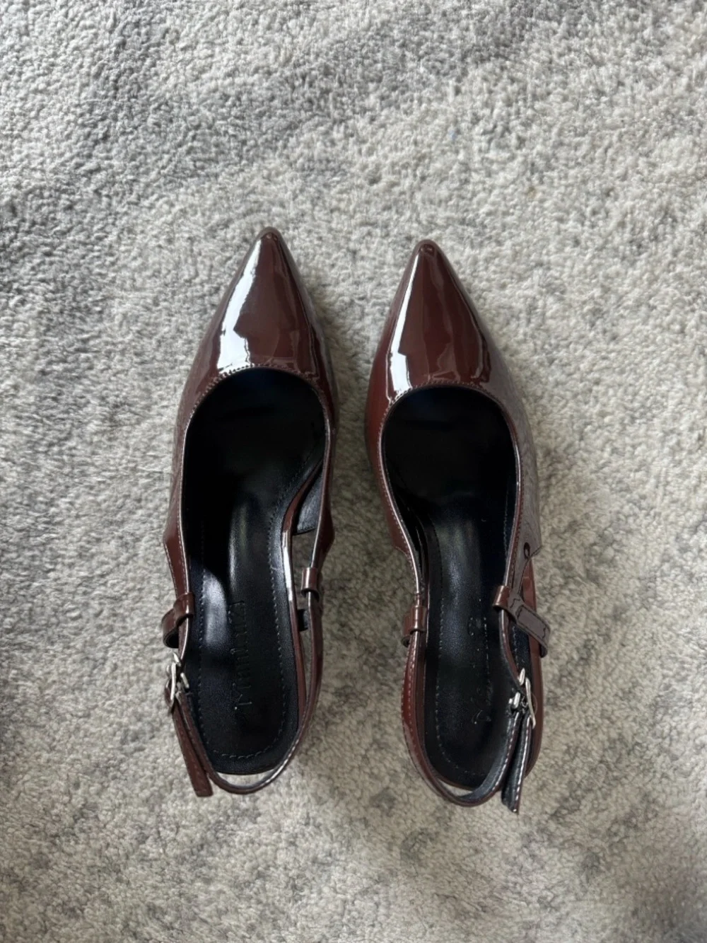 Women's Pointed-Toe Slingback Pumps in Dark Brown Patent